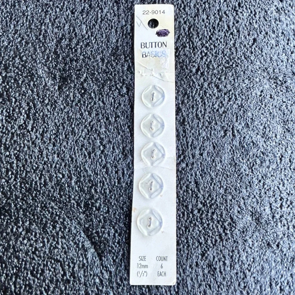 Vintage Button Basics Clear Iridescent Geometric Buttons‎ 12mm 19mm Lot of 7